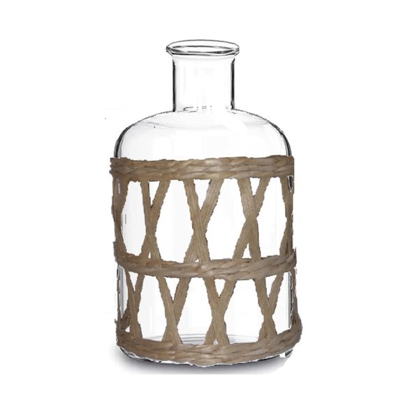 Glass Vase with Wicker Rattan Wrap - Picture 4 of 4